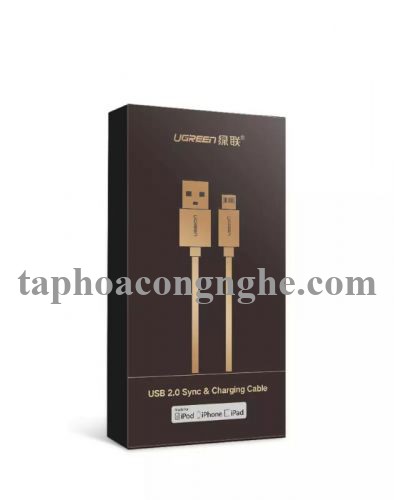 Ugreen 40688 0.5M màu Nâu Cáp Lightning sạc + truyền dữ liệu cho iPhone US247 30040688